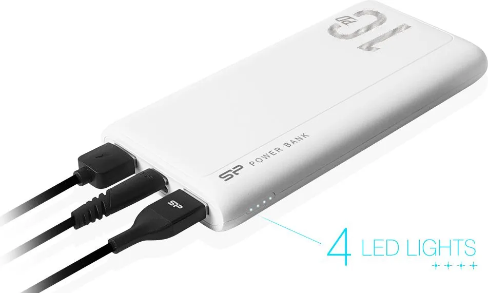 SILICON POWER power bank QP15, 10000mAh, 2x USB & USB Type-C, 3A, λευκό — εικόνα 5