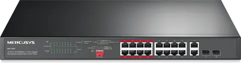 MERCUSYS rackmount switch MS118CP, 16x 10/100Mbps PoE+ & 2x Gigabit θύρες, UN/1.0