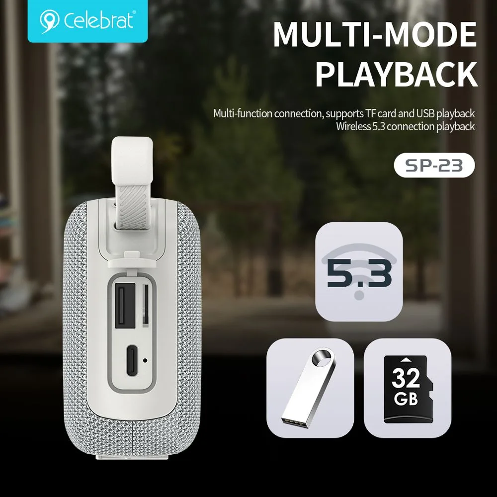 CELEBRAT φορητό ηχείο SP-23, 5W, Bluetooth, 1200mAh, μαύρο — εικόνα 6