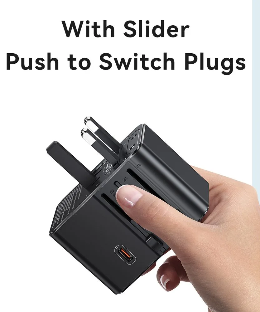 USAMS φορτιστής/αντάπτορας πρίζας CC310, 2x USB & 3x USB-C, universal, 70W, μαύρος — εικόνα 5