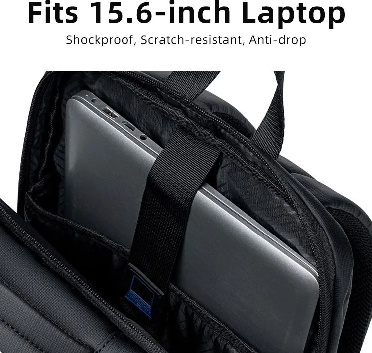 GOLDEN WOLF τσάντα πλάτης GB00731 με θήκη laptop 15.6", 17L, μαύρη — εικόνα 4
