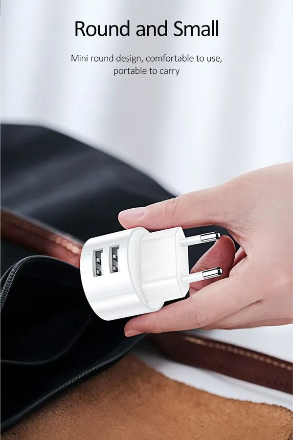 USAMS φορτιστής τοίχου T20 & καλώδιο type-C, 2x USB, 2.1A, λευκός — εικόνα 4