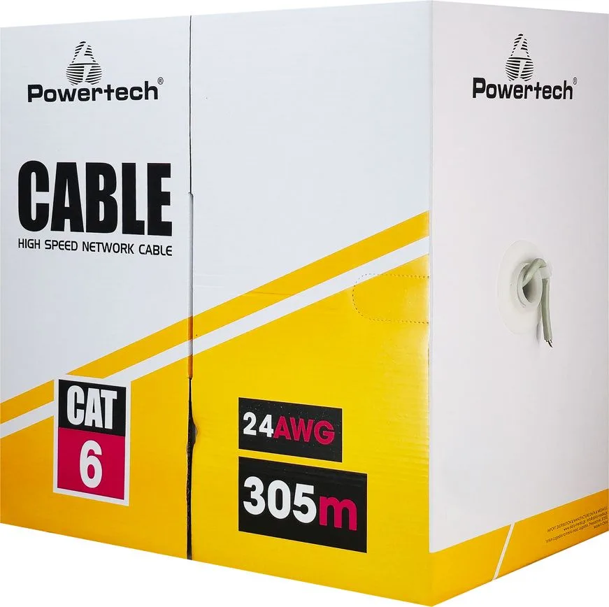 POWERTECH καλώδιο δικτύου CAB-N298, Cat 6 S/FTP, CCA, 24AWG, 305m, γκρι — εικόνα 3