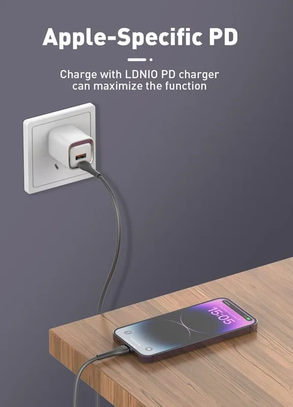 LDNIO καλώδιο Lightning σε USB-C LC672I, 30W PD, 2m, μπλε — εικόνα 2