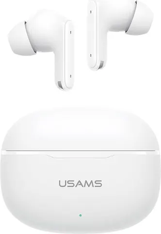 USAMS earphones με θήκη φόρτισης E05, True Wireless, BT 6.0, λευκό