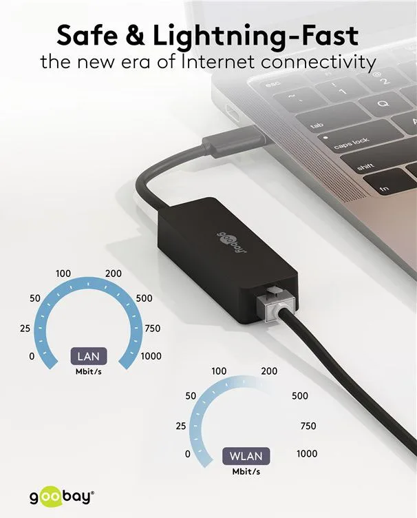 GOOBAY αντάπτορας δικτύου 76579, USB-C, 1000Mbps Ethernet, μαύρος — εικόνα 2