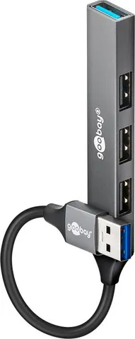 GOOBAY USB hub 74456, 4x θυρών, USB 3.2, 5Gbps, USB σύνδεση, γκρι