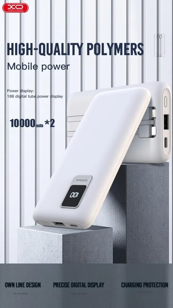 XO PR151 2 x Powerbank 10000mAh, με οθόνη και βάση φόρτισης — εικόνα 4