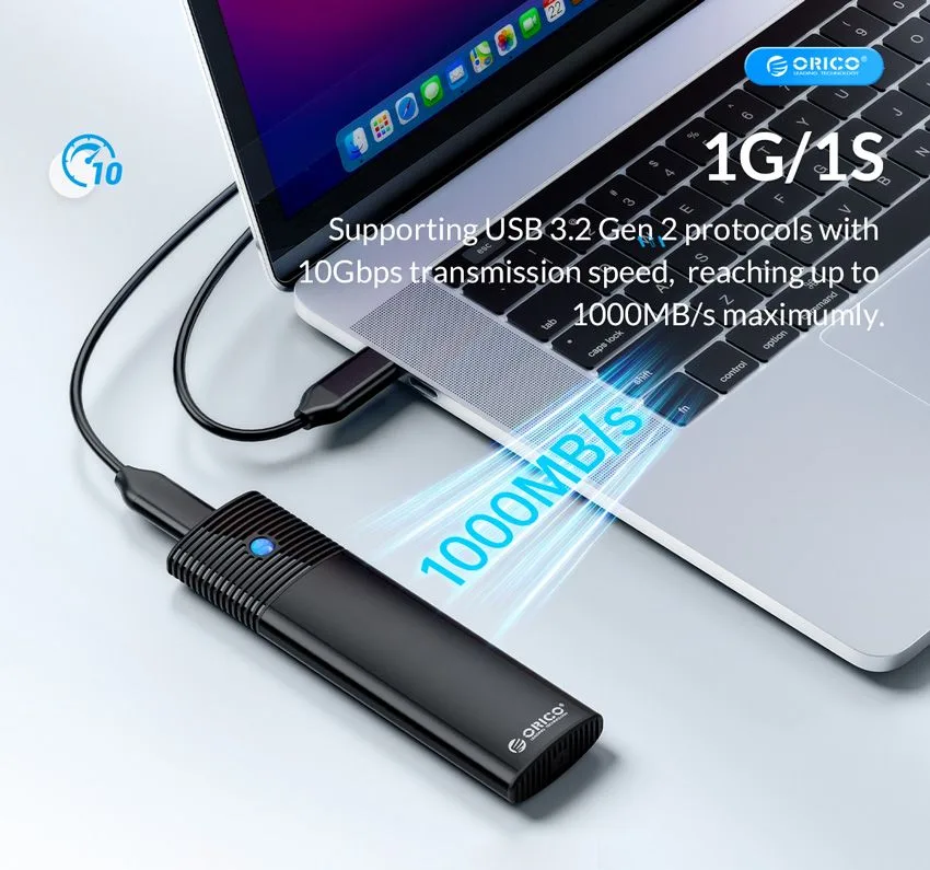 ORICO θήκη για Μ.2 NVMe SSD PWM2-G2-BK-EP, 10Gbps, έως 4TB, μαύρη — εικόνα 2