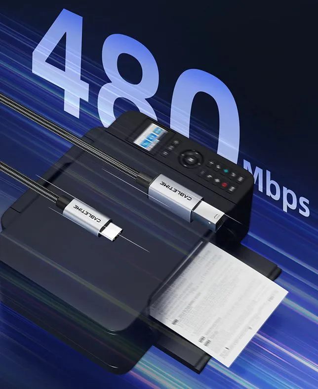 CABLETIME καλώδιο USB-C σε USB Type B CT-CMBM1, 480Mbps, 2m, μαύρο — εικόνα 2