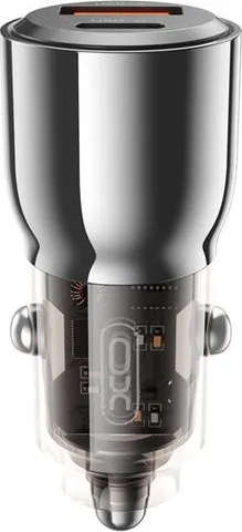 XO CC58 φορτιστής ΑΥΤΟΚΙΝΗΤΟΥ 65W+30W, 1 θύρα USB + 1 θύρα PD, ΔΙΑΦΑΝΟΣ