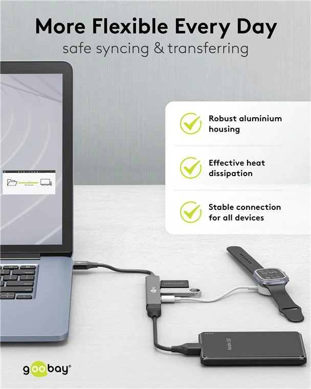 GOOBAY USB hub 74458, 4x θυρών, USB 3.2, 5Gbps, USB σύνδεση, γκρι — εικόνα 6