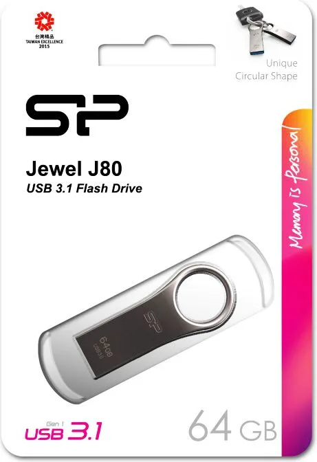 SILICON POWER USB Flash Drive Jewel 80, 64GB, USB 3.2, ασημί — εικόνα 2