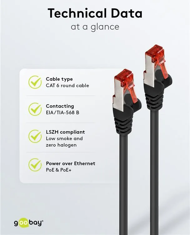 GOOBAY καλώδιο δικτύου 68700, CAT 6 S/FTP, copper, 250MHz, 5m, μαύρο — εικόνα 5