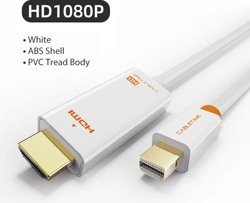 CABLETIME καλώδιο HDMI σε Mini DisplayPort CT-03G, 1080p, 1.8m, λευκό — εικόνα 3
