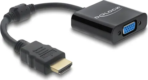 DELOCK αντάπτορας HDMI σε VGA 61077, 1080p, μαύρος