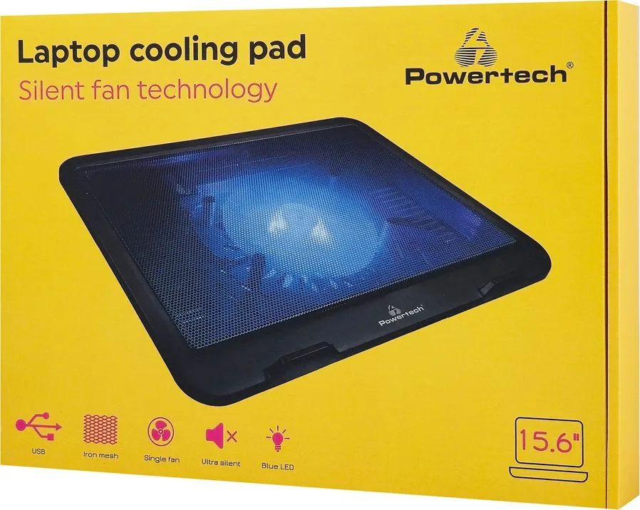 POWERTECH Βάση & ψύξη laptop PT-740 έως 15.6", 125mm fan, LED, μαύρο — εικόνα 3