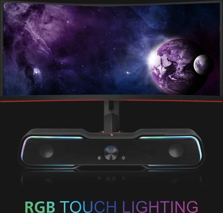 POWERTECH gaming soundbar PT-974, 10W RMS, Bluetooth, 3.5mm, RGB, μαύρο — εικόνα 2