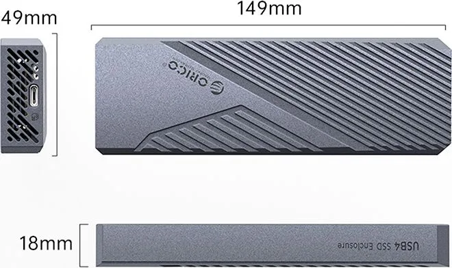 ORICO θήκη για M.2 NVME SSD CNM2-G20, 20Gbps, γκρι — εικόνα 6