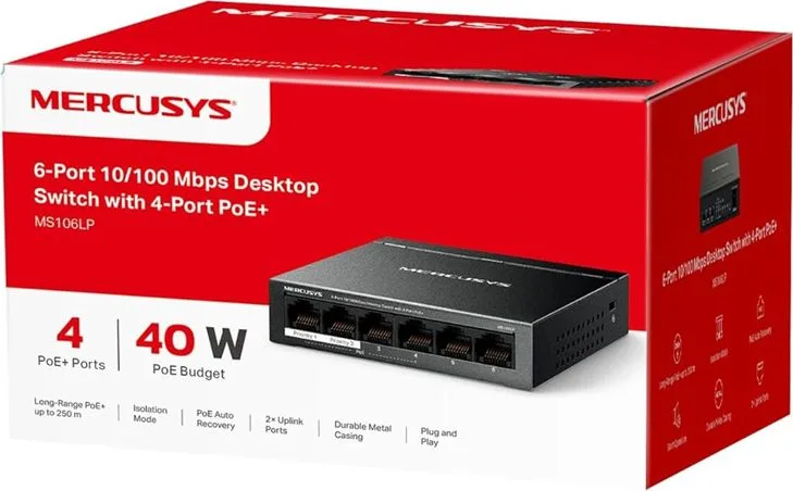 MERCUSYS Desktop Switch MS106LP, 6x 10/100 Mbps, PoE+, Ver. 1.0 — εικόνα 7