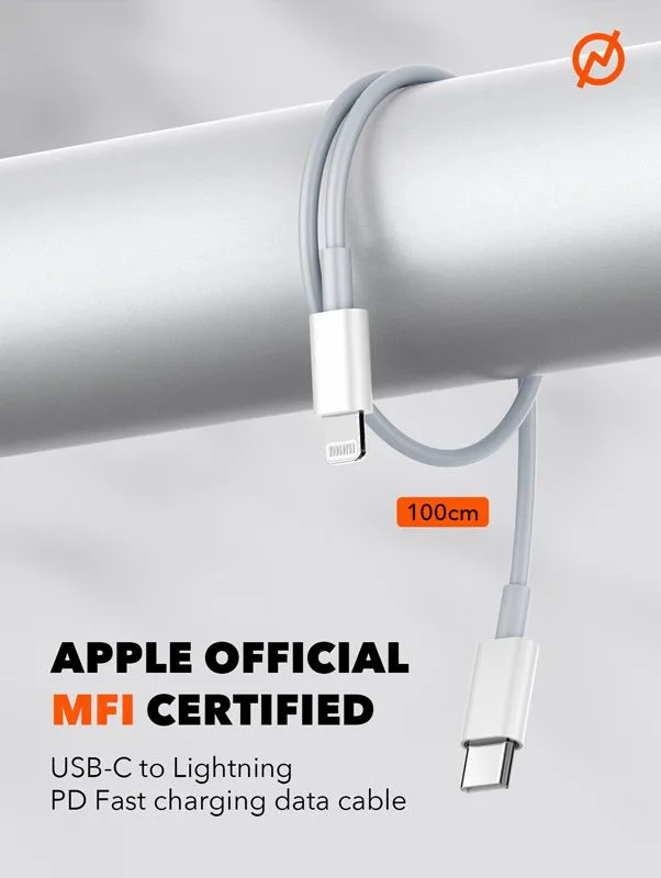 LDNIO φορτιστής τοίχου A2528M με καλώδιο, 2x USB-C, 35W, MFi, λευκό — εικόνα 5