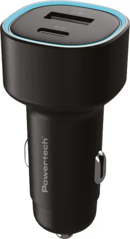 POWERTECH φορτιστής αυτοκινήτου PT-1539, USB & USB-C, 85W, μαύρος