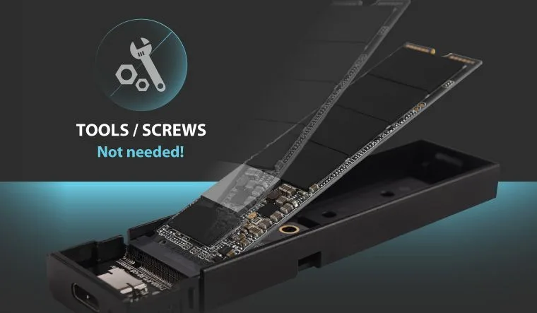 SILICON POWER θήκη για M.2 PCIe NVMe/SATA SSD PD60, tool free, 10Gbps, μαύρη — εικόνα 4