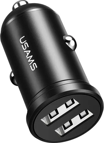 USAMS φορτιστής αυτοκινήτου C20, 2x USB, 2.4A, μαύρος