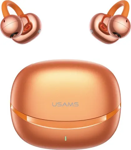 USAMS earphones με θήκη φόρτισης Echo R03, OWS, Φ11mm, 40/300mAh, πορτοκαλί