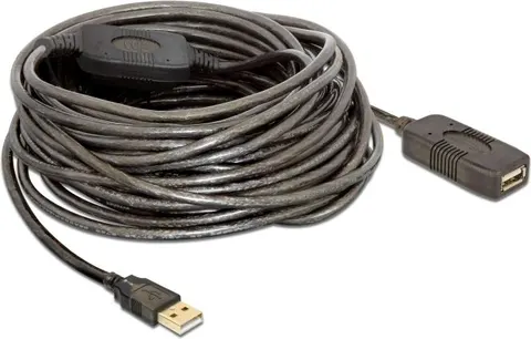 DELOCK καλώδιο USB 2.0 αρσενικό σε θηλυκό 82689, active, 15m, μαύρο