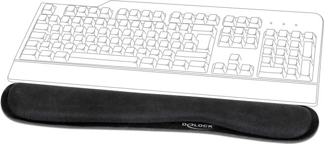 DELOCK στήριγμα καρπού για πληκτρολόγιο/laptop 12558, 20x85x465mm, μαύρο — εικόνα 2