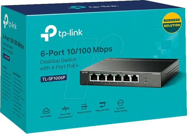 TP-LINK desktop switch TL-SF1006P, 6-Port 10/100Mbps, 4x PoE+, Ver. 1.0 — εικόνα 6