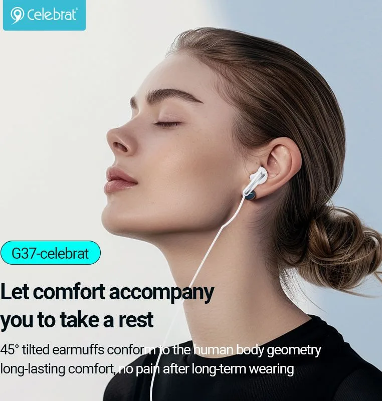 CELEBRAT earphones με μικρόφωνο G37, USB-C σύνδεση, 14.2mm, 1.2m, μαύρα — εικόνα 2