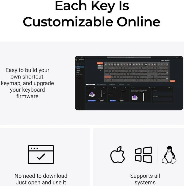 Keychron Q6 HE (Q6H-M1) QMK Wireless Custom Hall Effect Keyboard Purple Switch 100% US Layout — εικόνα 2