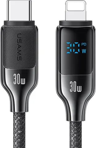 USAMS καλώδιο Lightning σε USB-C SJ741, 30W, 480Mbps, 1.2m, μαύρο
