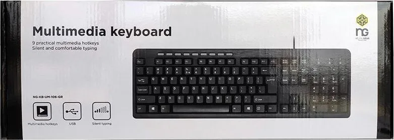 NG πληκτρολόγιο KB106-GR USB Black με Multimedia κουμπιά — εικόνα 2