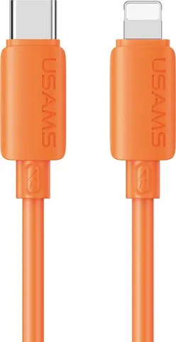 USAMS καλώδιο Lightning σε USB-C SJ788, σιλικόνης, 30W, 480Mbps, 1m, πορτοκαλί