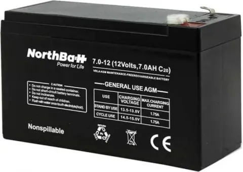 NORTHBATT Battery 12V 7AH (6.3 Faston)