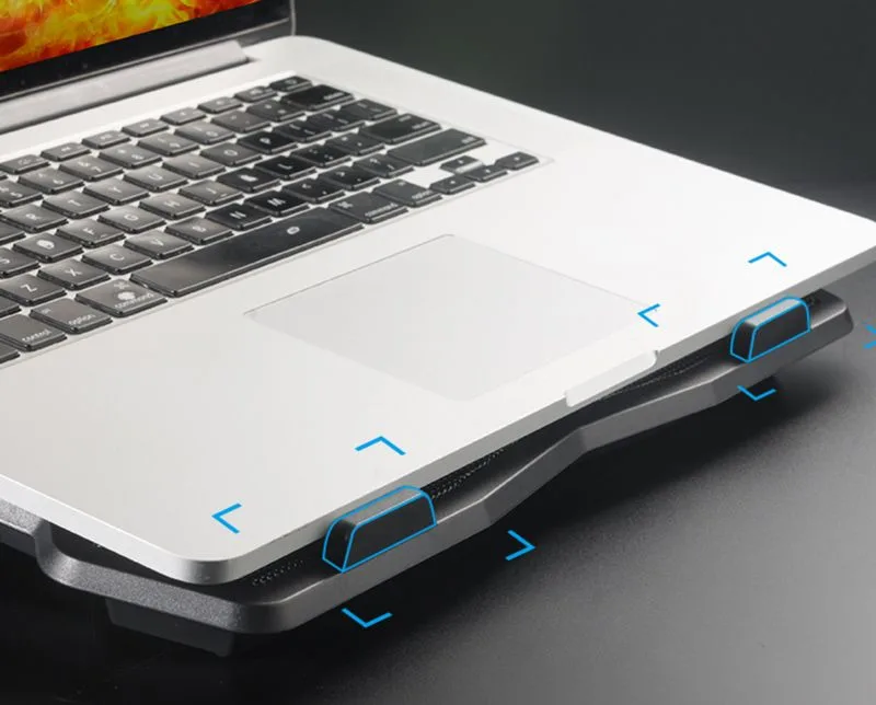 POWERTECH Βάση & ψύξη laptop PT-930, έως 15.6", 2x 125mm fan, LED, μαύρο — εικόνα 4