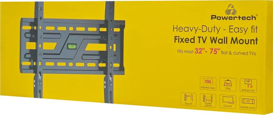 POWERTECH επιτοίχια βάση τηλεόρασης PT-1373, 32-75", έως 75kg, fixed — εικόνα 8