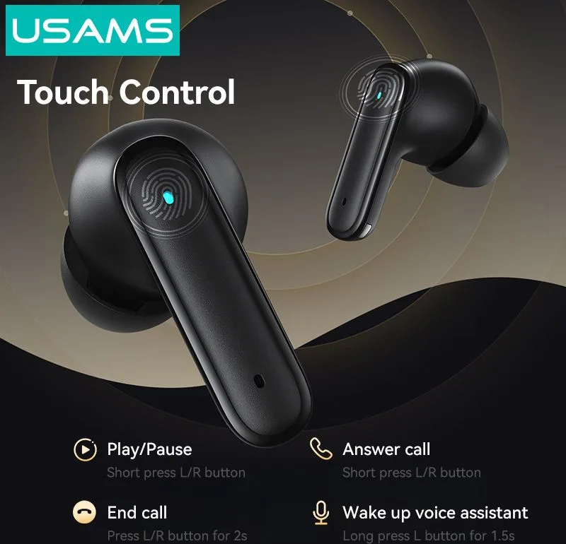 USAMS earphones με θήκη φόρτισης E05, True Wireless, BT 6.0, λευκό — εικόνα 6