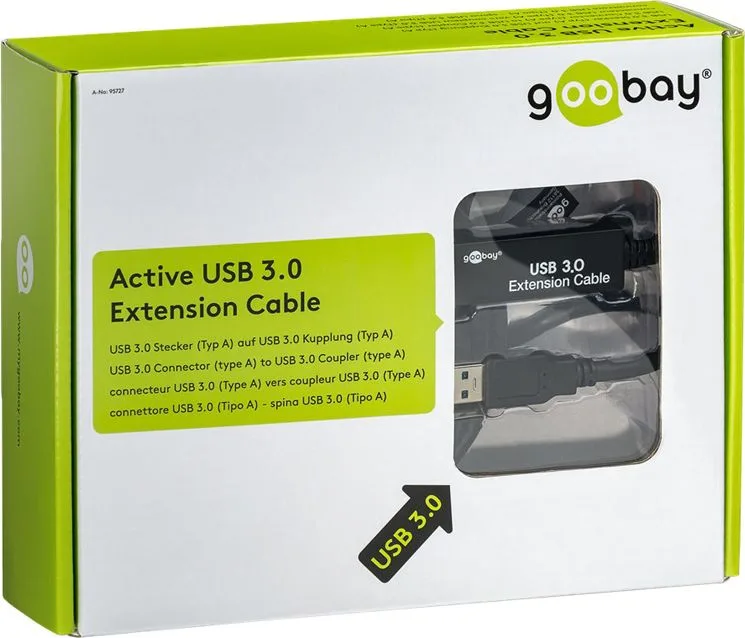 GOOBAY καλώδιο προέκτασης USB 3.0 95727, active, 5Gbps, 5m, μαύρο — εικόνα 3