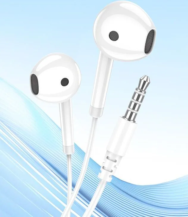 KAKUSIGA earphones με μικρόφωνο KSC-1301, 3.5mm σύνδεση, 14mm, 1.1m, λευκά — εικόνα 2