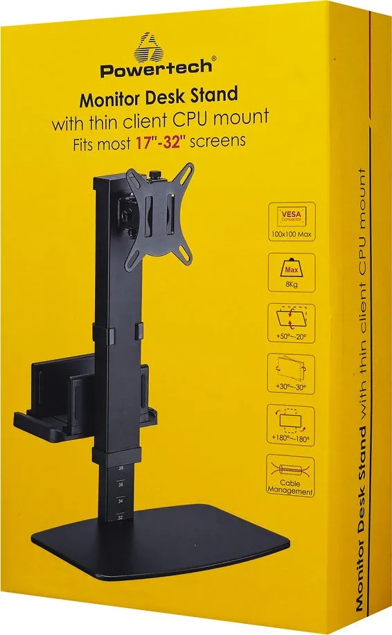 POWERTECH βάση γραφείου οθόνης PT-1449 με βάση mini PC, 17-32", έως 8kg — εικόνα 8