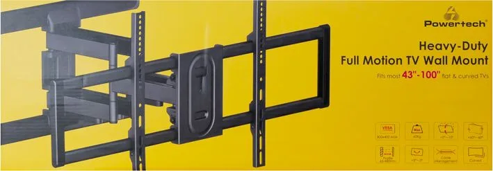 POWERTECH επιτοίχια βάση τηλεόρασης PT-1280, 43-100", έως 60kg, full motion — εικόνα 4