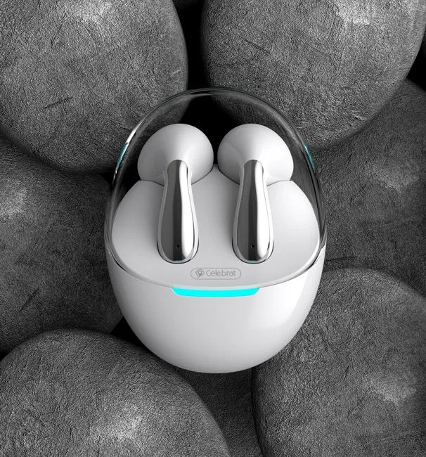 CELEBRAT earphones με θήκη φόρτισης W51, True Wireless, Φ13mm, λευκά — εικόνα 2