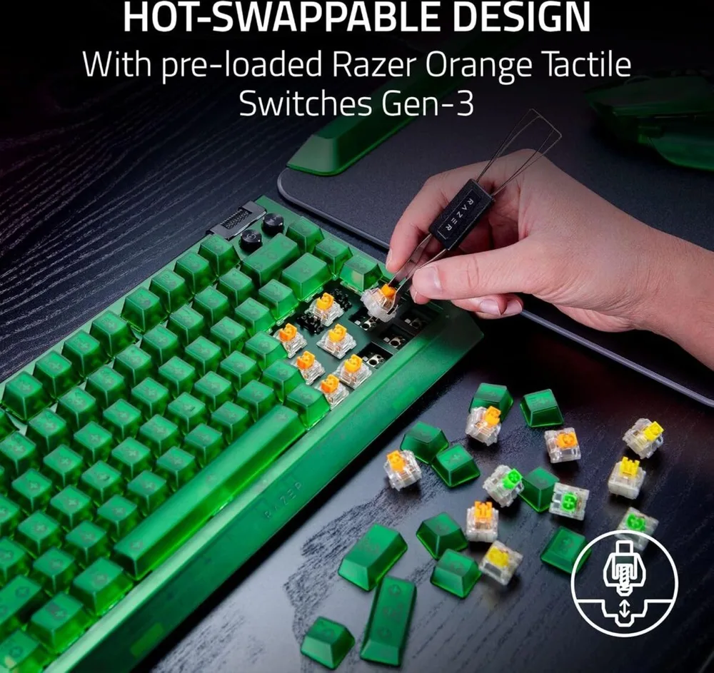 Razer BLACKWIDOW V4 75% Phantom Ed. - Mechanical - RGB - Hot-Swappable - Orange Tactile Switches — εικόνα 2