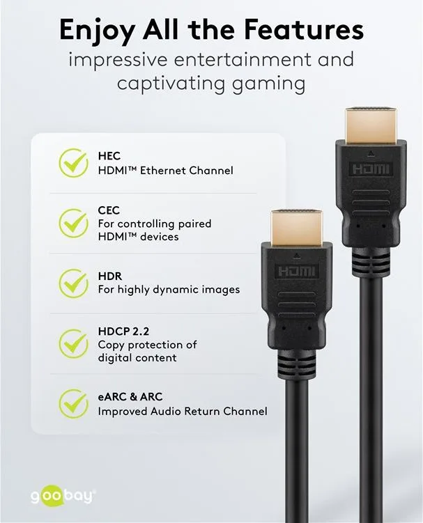 GOOBAY καλώδιο HDMI 80105 με Ethernet, soft, 4K/60Hz, 18 Gbps, 5m, μαύρο — εικόνα 7