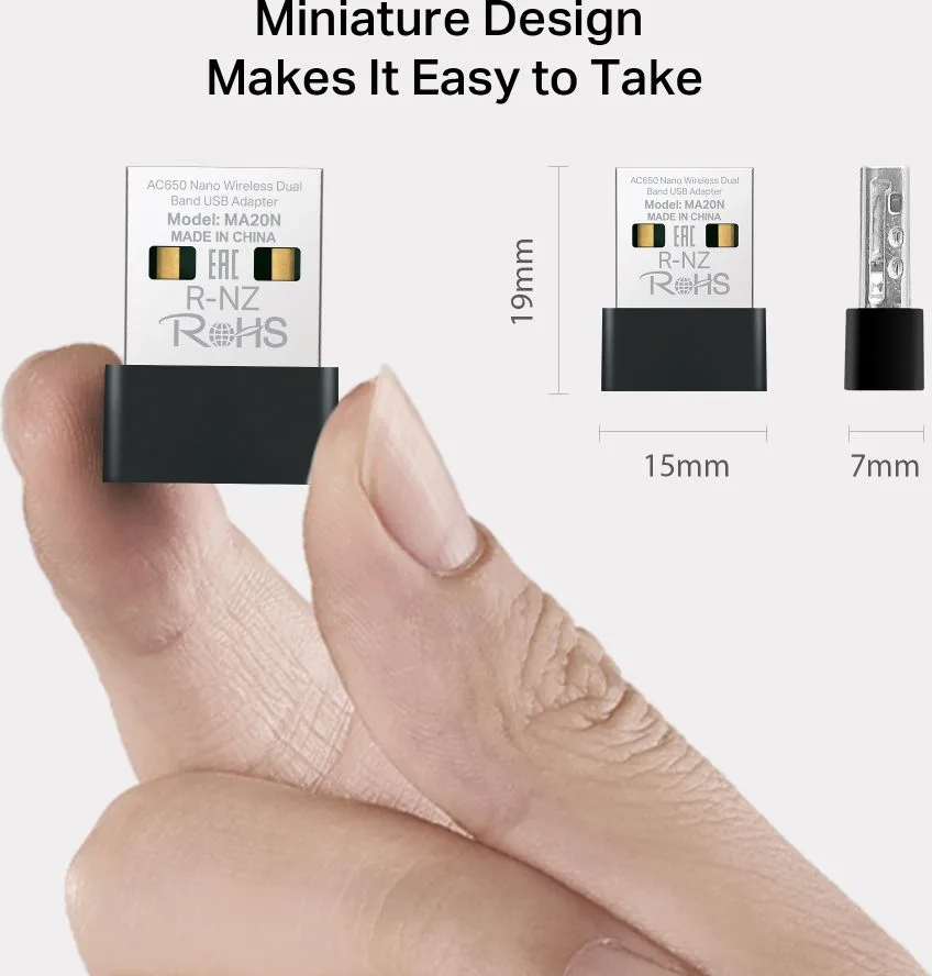 MERCUSYS ασύρματος USB αντάπτορας δικτύου MA20N, 650Mbps AC650, Ver 1.0 — εικόνα 3