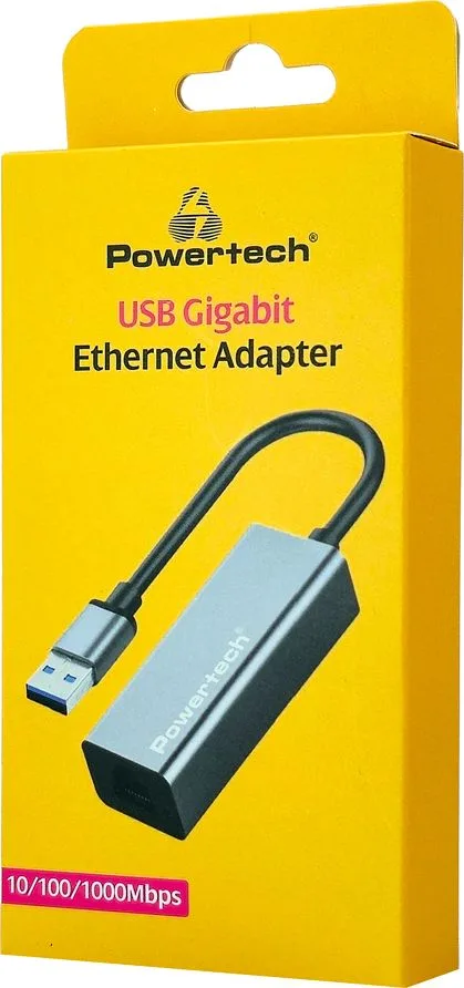 POWERTECH αντάπτορας δικτύου PT-1454, USB, 1000Mbps Ethernet, γκρι — εικόνα 2